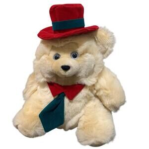 Vintage Dandee Holiday Christmas Teddy Bear Hat Tie 12”